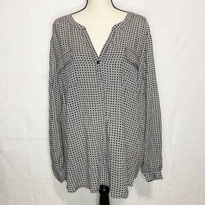 Cynthia Rowley Blouse Size 3XL 100% Rayon Polka Dotted  Top Long Sleeve